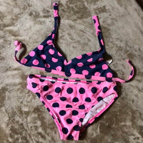 Op Swim Suit Tankini Set Kids Swimwear Medium 7-8 Hot Pink Blue UPF 50+